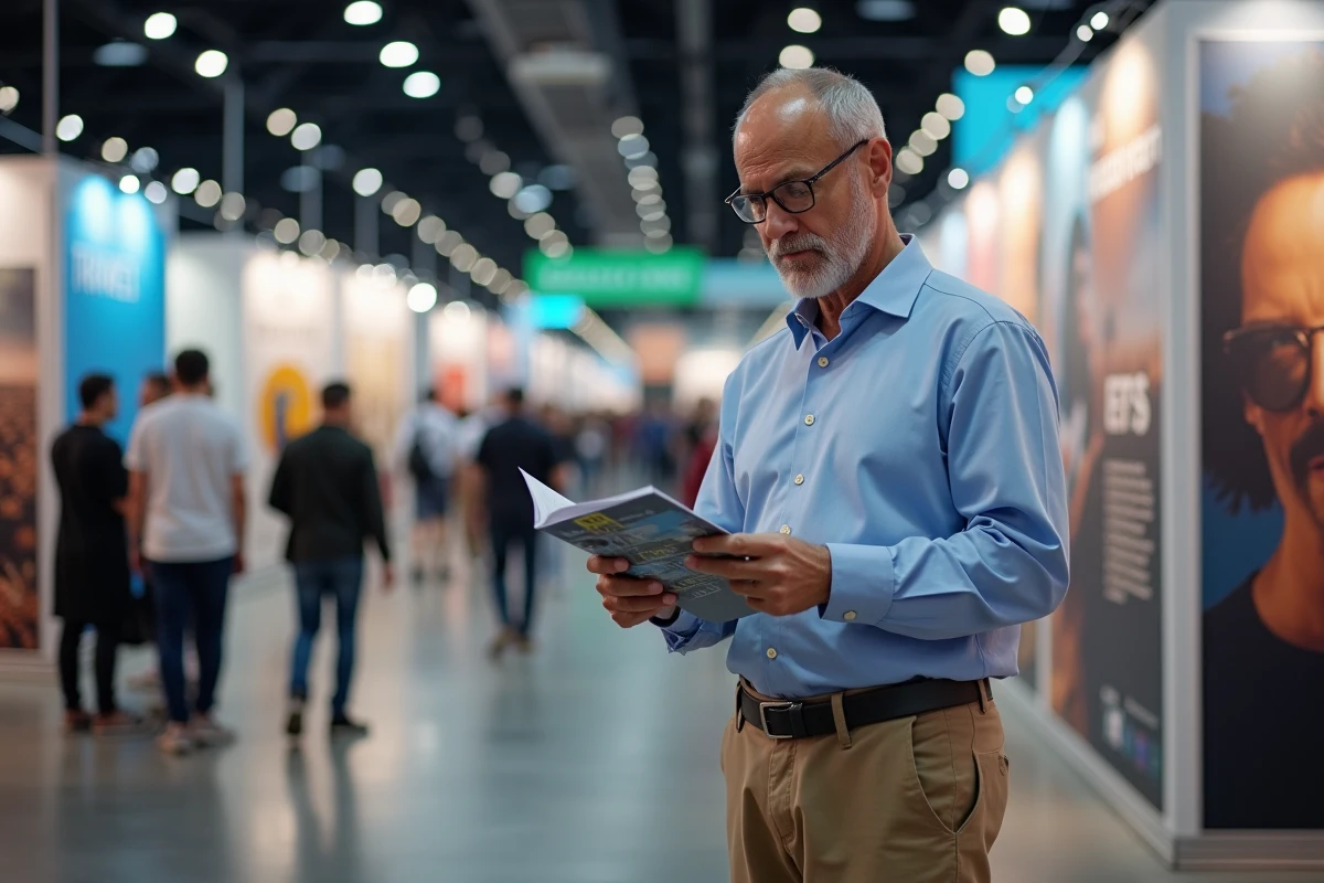 Homme en train de lire une brochure lors d