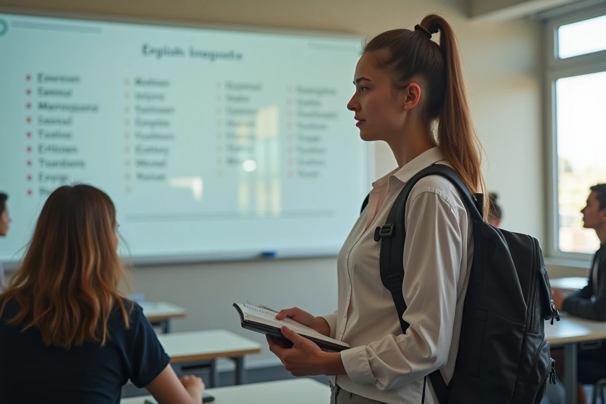 Jeune femme attentive en classe à St Julian’s
