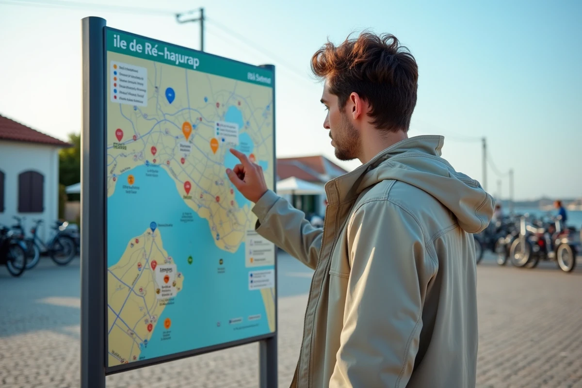 Jeune homme regardant une carte d