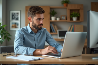 Jeune homme professionnel compare services d'hébergement web