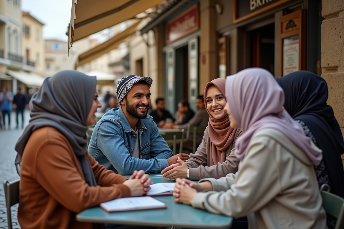 Groupe de jeunes musulmans socialisant à Bastia